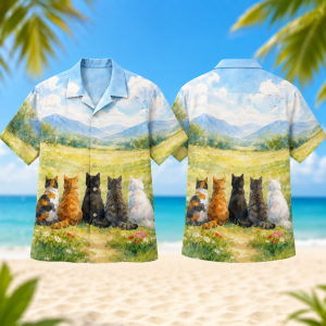 Five Cats Hawaiian Shirt for Men & Women, Mountain Meadow Aloha Shirt